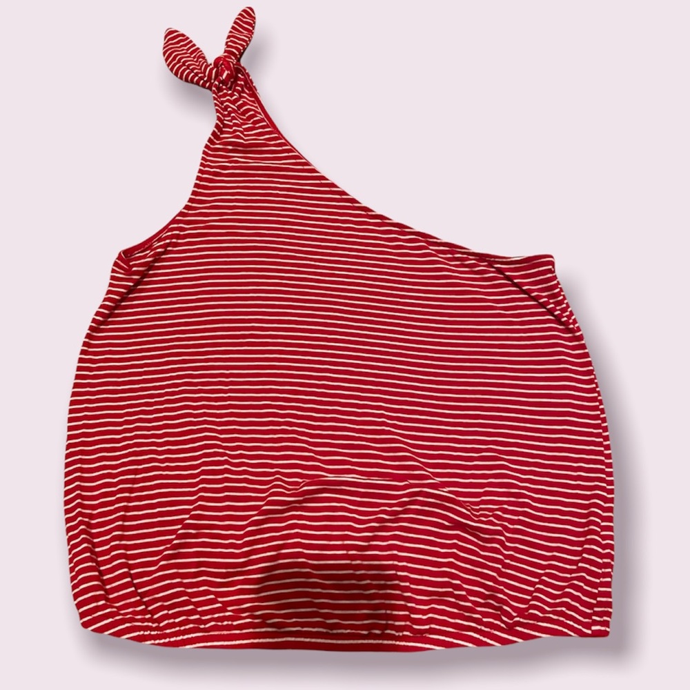 red and white stripped one sleeve tank top